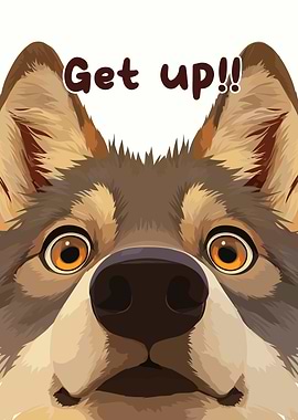 Get up! Wolf illustration