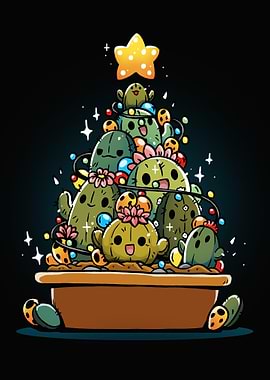 Cactus Christmas Tree with Lights