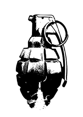 Black and White Grenade Illustration