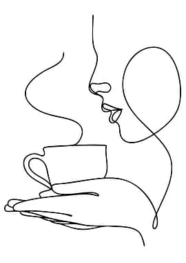 Minimalist Line Art: Coffee and Profile