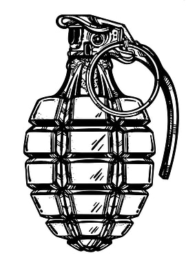 Black and White Grenade Illustration