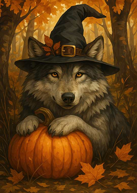 Wolf Witch with Pumpkin