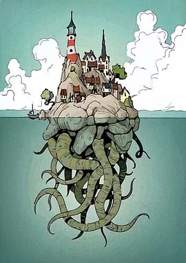 Island with Lighthouse and Tentacles