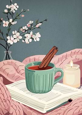 Cozy Still Life with Tea and Book