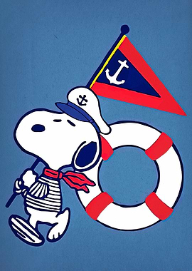Snoopy Nautical Cartoon Illustration