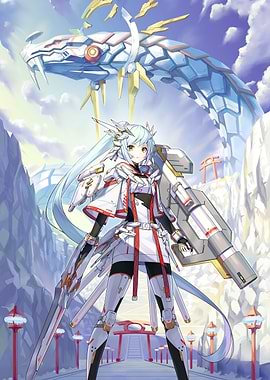 Girl with Dragon and Weapon