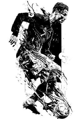 Soccer Player Black and White Illustration