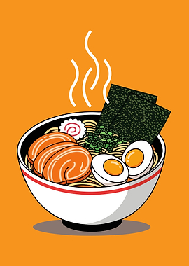 Delicious Ramen Bowl Illustration