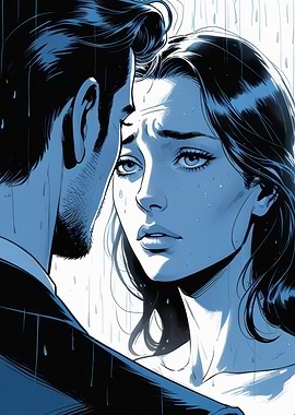 Emotional Couple in the Rain