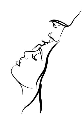 Minimalist Line Art: Couple's Embrace