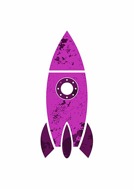Purple Rocket Ship Illustration