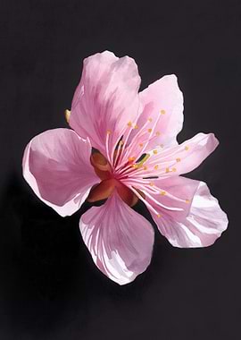 Pink Blossom on Black Background