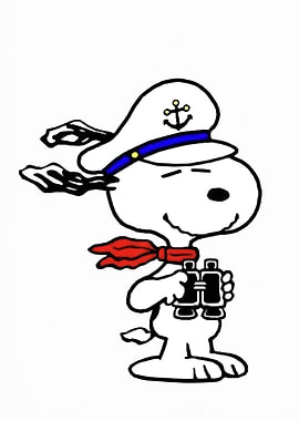 Snoopy as a Sailor with Binoculars