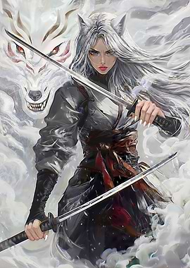 Female Kitsune Warrior: Silver Fox