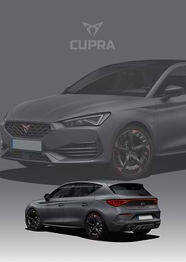 Gray seat Cupra Leon Car poster