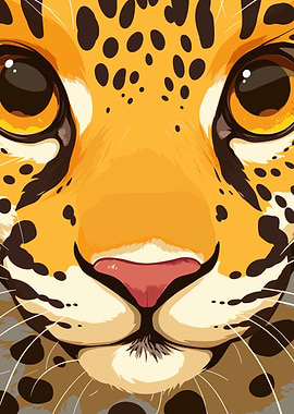 Close-up Jaguar Face Digital Art
