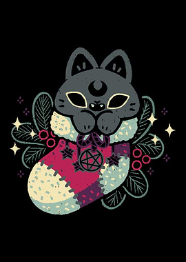 Gothic Cat Christmas Stocking