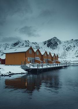 Winter Cabins by the Water
