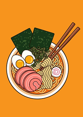 Delicious Ramen Bowl Illustration