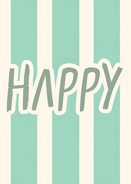 Happy Text on Striped Background
