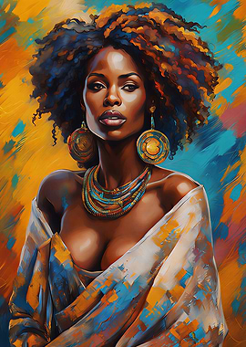 African Woman Portrait with Abstract Background