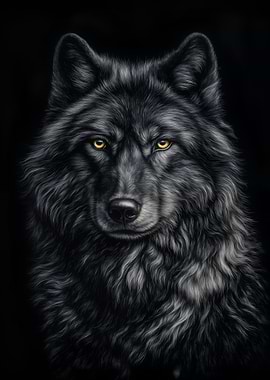 Majestic Black Wolf Portrait