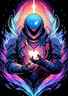 Astronaut Holding Heart in Space