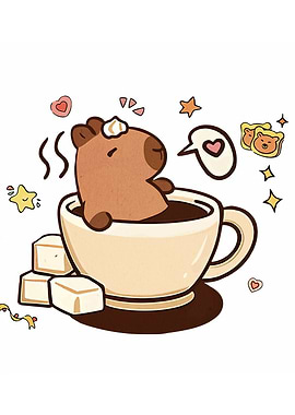 Capybara in Coffee Cup Illustration