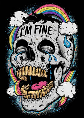 I'm Fine Psychedelic Skull