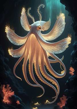 Glowing Octopus Deep Sea