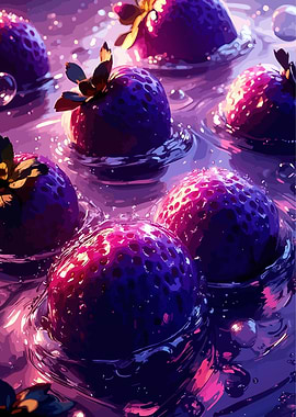 Purple Strawberries in Water