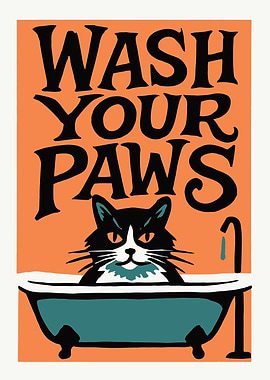Wash Your Paws Cat Art
