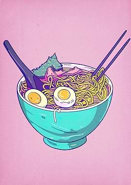 Stylized Ramen Bowl Illustration