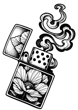 Floral Lighter Black and White Art