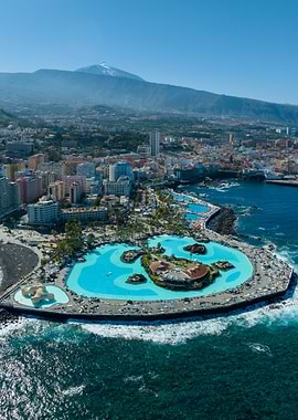 Aerial view of Lago Martianez, Tenerife