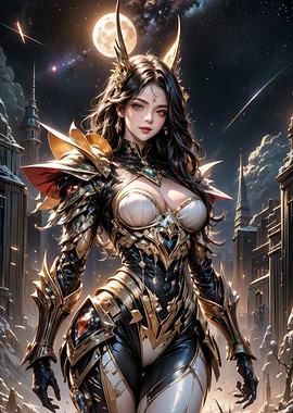 Fantasy Warrior Woman in Golden Armor