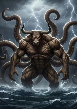 Minotaur Tentacles Stormy Sea