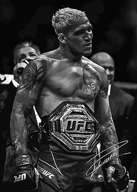 Fighter Charles Oliveira Black and White