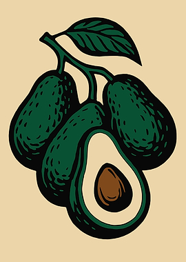 Avocado Branch Illustration