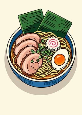 Delicious Ramen Bowl Illustration