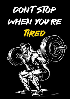 Motivational Fitness Squat Illustration