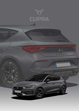 Gray seat Cupra Leon Car Illustration