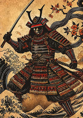 Samurai Warrior with Sword and Armor