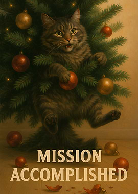 Christmas Tree and Cat