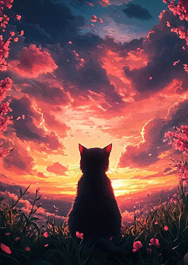 Cat Silhouette at Sunset