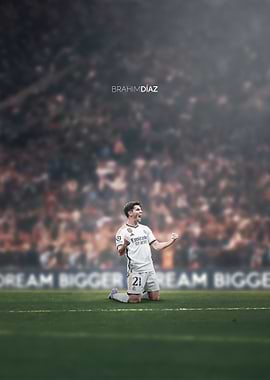 Brahim Díaz Celebration on Football Field