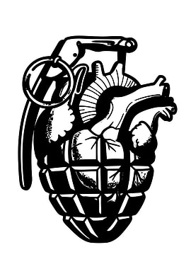 Heart Grenade Black and White