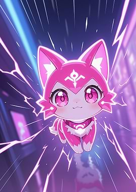 Cyberpunk Pink Fox Digital Art