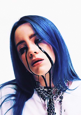 Billie Eilish with black tears