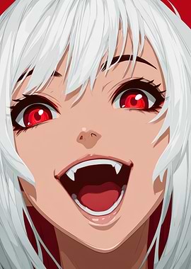 Anime Vampire Girl with Red Eyes